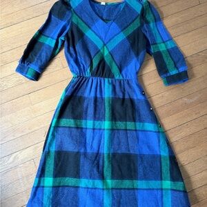 VTG 60s Wool Blend Plaid Secretary Dress